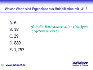 Fragetyp Multiple Choice - Buchstaben