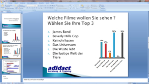 PowerPoint-Folie mit Statistik-Anzeige